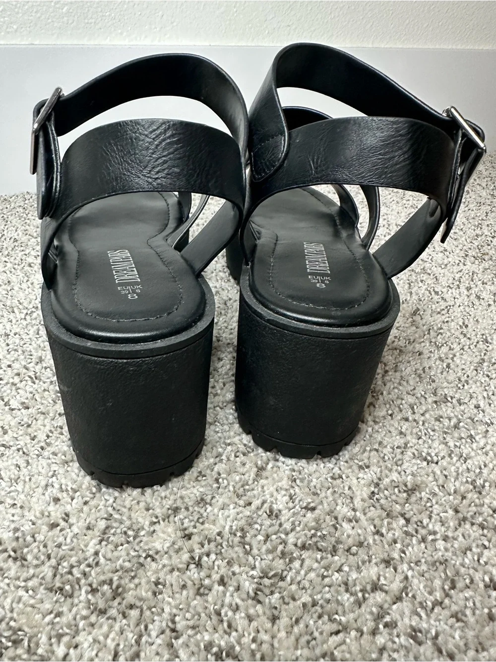 Chunky Black Platform Sandal Heels